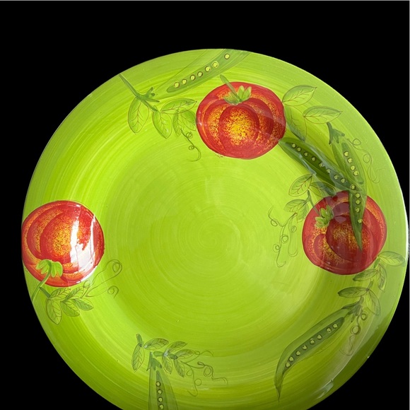 Vintage Laurie Gates Plate Tomatoes and Peas Textured 11 1/2 “dia - Picture 3 of 6